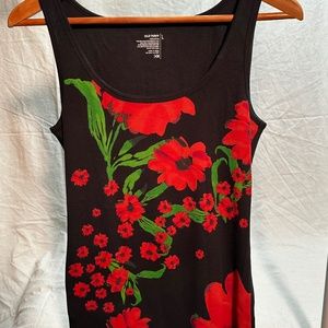 Women's Old Navy Black Floral Tank Top (Petite Large)